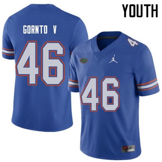 Youth Florida Gators #46 Harry Gornto V NCAA Jordan Brand Royal Authentic Stitched College Football Jersey VHZ3662WC